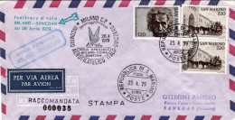 San Marino-1979 Raccomandata Volo Postale Percorso Milano Samedan Del 28 Aprile - Airmail