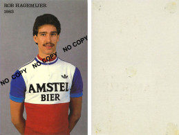 CARTE CYCLISME ROB HAGEMIJER TEAM AMSTEL 1983 ( COUPE, FORMAT 10 X 14,7 VOIR PARTIE ARRIERE ) - Radsport