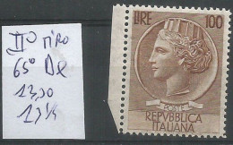 1955 Siracusana Testoni L.100 **MNH Stelle 2° Tipo 65° Destra D.13.30 (13e1/4)  Con BdF A Sinistra - 1946-60: Ungebraucht