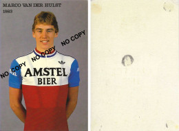 CARTE CYCLISME MARCO VAN DER HULST TEAM AMSTEL 1983 ( COUPE, FORMAT 10 X 14,7 VOIR PARTIE ARRIERE ) - Cycling