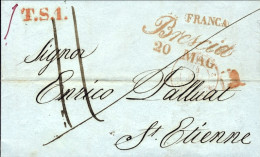 1843-prefilatelica Con Testo Diretta In Francia Con Vari Bolli Rossi (T.S.1 Fran - Sin Clasificación