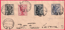 1921-(F=on Piece) Frammento Affrancato Con Serie Completa 4 Valori 3^ Anniversar - Storia Postale