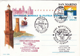 San Marino-1992 L.850 Celebrazioni Colombiane Bollo Dispaccio Volo Straordinario - Luftpost
