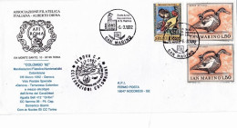 1992-San Marino Da Genova Per Le Celebrazioni Colombiane, Dispaccio Volo Straord - Luftpost