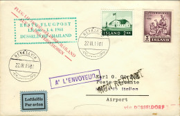 1961-Islanda I^volo Della Lufthansa Dusseldorf Milano Del 1 Aprile Dispaccio Da  - Airmail