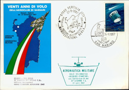 San Marino-1987 Vent'anni DI^volo Dell'aereo Club Di SassarI^volo Celebrativo Al - Posta Aerea