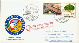 1988-San Marino Giro Aereo Internazionale D'Italia Locarno Ancona - Poste Aérienne