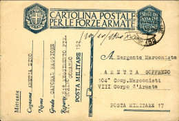 1940-cartolina Postale Per Le Forze Armate Su Avorio Annullo Posta Militare N. 1 - Storia Postale