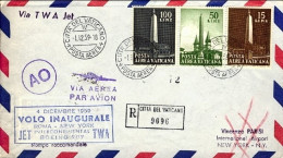 Vaticano-1959 Cat.Pellegrini N.1080 Euro 75, I^volo Boeing TWA Roma New York Del - Poste Aérienne