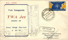 1959-cat.Pellegrini N.1076 Euro 70, I^volo Boeing 707 Della TWA Roma-Parigi Del  - Correo Aéreo