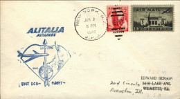 1960-U.S.A. Bollo Azzurro I^volo Alitalia New York Roma Del 2 Giugno - Otros & Sin Clasificación