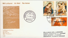 Vaticano-1989  Cartolina Illustrata I^volo Lufthansa LH 1509 Bari Francoforte De - Luftpost