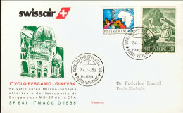 Vaticano-1989  I^volo Swissair Bergamo Ginevra Del Primo Maggio - Poste Aérienne