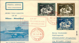 Vaticano-1961 I^volo Lufthansa Milano Dusseldorf Del 3 Aprile Rinviato Dal 1 Apr - Poste Aérienne