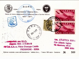 1977-cartolina Illustrata Associazione Atletica Sora Aviotrasportata Con Elicott - Correo Aéreo