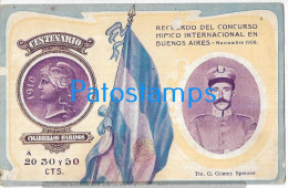 227516 ARGENTINA BUENOS AIRES CONCURSO HIPICO SPENCER ART FLAG PUBLICITY CIGARRILHABANO CENTENARIO DAMAGED POSTCARD - Argentina