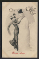 Snowman Wears Black Top Hat, Cigarette In Mouth, Dazzling Lady - R. KRATKI Artist - Autres & Non Classés