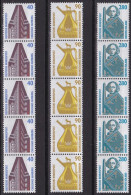 BRD, 1988,  Nr. 1379-1381 ** 5er- Streifen Mit Zählnr. Sehenswürdigkeiten (IV) - Neufs