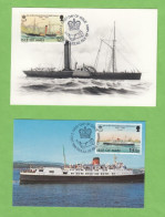 2 CARTES MAXIMUM.150E ANNIVERSAIRE DU CONTRAT POSTAL AVEC LA CIE. DES PAQUEBOTS DE L'ILE DE MAN,1982. - Isla De Man