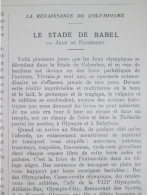 1924  LA RENAISSANCE DE L OLYMPISME JO JEUX OLYMPIQUES DE PARIS   LE STADE DE BABEL - Unclassified