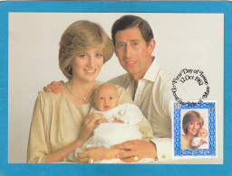 CARTE MAXIMUM.LE PRINCE ET LA PRINCESSE DE GALLES ET LE PRINCE WILLIAM.1982. - Isla De Man