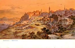 73796892 Bethlehem Yerushalayim Gesamtansicht Kuenstlerkarte Serie 709 Palaestin - Israël