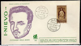 Italia FDC Bucintoro 1961 Nievo Affrancata Con Plinio - FDC