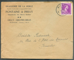 1Fr.50 LEOPOLD III Col Ouvert Obl. Sc GILLY 1 Sur Lettre (BRASSERIE De La PERLE FONTAINE & PIHAY BIERES GAULIER (BEER BI - 1936-1957 Collar Abierto