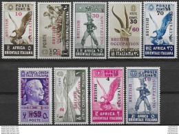 1941 British Occupation A.O.I. 9v. MNH Sass. N. 1/9 - Otros & Sin Clasificación