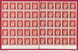 1947 SAN MARINO, N° 310/311 Stemmi Con Sovrastampa MNH/** BLOCCO DI 25 - Andere & Zonder Classificatie