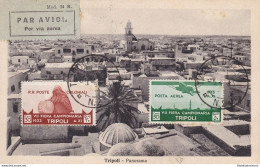 1933 LIBIA, N° 120+PA 8 7a Fiera Di Tripoli Due Valori Su Cartolina Viaggiata - Libye