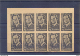 Blok Van 10 Leopold III 1950 Postgaaf ** MNH PRACHTIG Sire! Nous Vous Attendons - Erinnophilie - Reklamemarken [E]