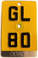 Velonummer Mofanummer Glarus GL 80 - Number Plates