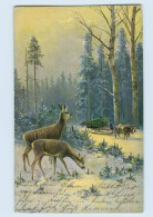 W9B76/ Rehe Im Wald Schöne Künstler AK 1904 - Chiens