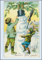 W8S60/ Neujahr Kinder Und Schneemann Litho AK 1909 - New Year