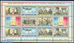 Vanuatu 1990 Charles De Gaulle M/s, Mint NH, History - Transport - Militarism - Politicians - World War II - Aircraft .. - Militaria