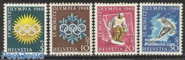 Switzerland 1948 Olympic Winter Games 4v, Mint NH, Sport - Ice Hockey - Olympic Winter Games - Skiing - Sport (other A.. - Ongebruikt