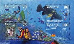 Vanuatu 1997 Coral Reefs S/s, Mint NH, Nature - Sport - Transport - Fish - Diving - Ships And Boats - Fische