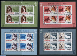 Romania 2001 Dogs 4 M/ss, Mint NH, Nature - Dogs - Ongebruikt