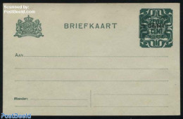 Netherlands 1921 Postcard 7.5c On 3CENT On 2.5c, Short Dividing Line, Unused Postal Stationary - Covers & Documents