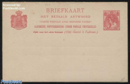 Netherlands 1899 Reply Paid Postcard, 5+5c, Rosered, Unused Postal Stationary - Cartas & Documentos