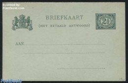 Netherlands 1901 Reply Paid Postcard 2.5+2.5c Green, Unused Postal Stationary - Storia Postale