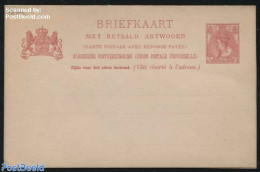 Netherlands 1901 Reply Paid Postcard 5+5c Rosered, Unused Postal Stationary - Lettres & Documents