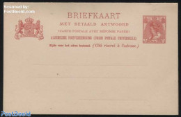 Netherlands 1903 Reply Paid Postcard 5+5c Carmine, Unused Postal Stationary - Cartas & Documentos