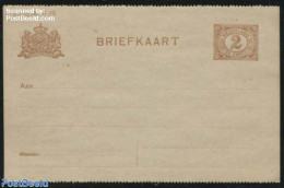 Netherlands 1917 Postcard 2c Brown, Greyish Paper, Perforated Short Dividing Line, Unused Postal Stationary - Lettres & Documents