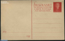 Netherlands 1951 Reply Paid Postcard 12+12c Red, Unused Postal Stationary - Cartas & Documentos