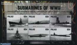 Palau 2015 Submarines Of WWII 6v M/s, Mint NH, History - Transport - World War II - Ships And Boats - WW2 (II Guerra Mundial)