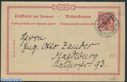 China (before 1949) 1898 Postcard (with Paid Answer) To Magedeburg, Postal History - Sonstige & Ohne Zuordnung