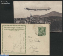 Austria 1913 Illustrated Postcard Zeppelin Ship Sachsen In Haida With Special Cancellation, Used Postal Stationary, Tr.. - Lettres & Documents