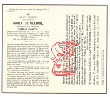 DP Adolf De Clercq ° Kruishoutem 1868 † 1955 X Emelie Claeys // Vermeren Van Hoe Van Assche Rogge De Vrieze - Imágenes Religiosas